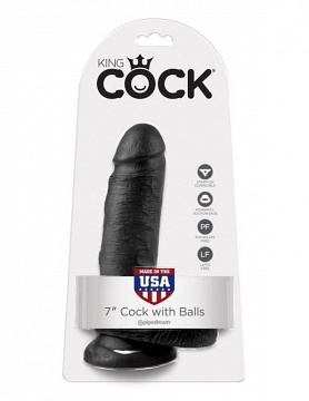    King Cock  7" Cock with Balls - Black