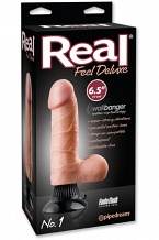 Вибратор Real Feel Deluxe N1 6,5" с мошонкой на присоске телесный