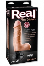 Вибратор Real Feel Deluxe N 4 7,5" с мошонкой на присоске телесный