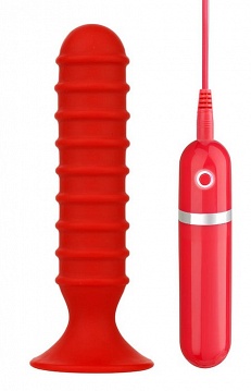     MENZSTUFF RIBBED TORPEDO VIBR. 6INCH RED  13 .