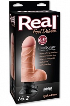 Вибратор Real Feel Deluxe N2 6,5" с мошонкой на присоске телесный